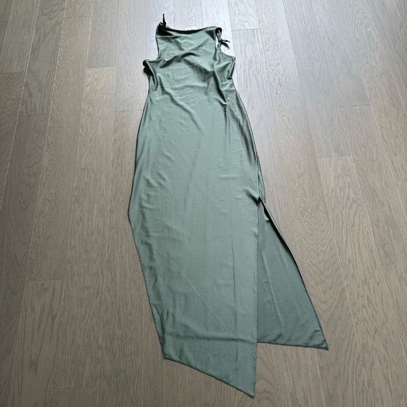 Coperni Cutout Sleeveless Asymmetrical Dress Gown Green Rose Flower - LARGE - Picture 2 of 11